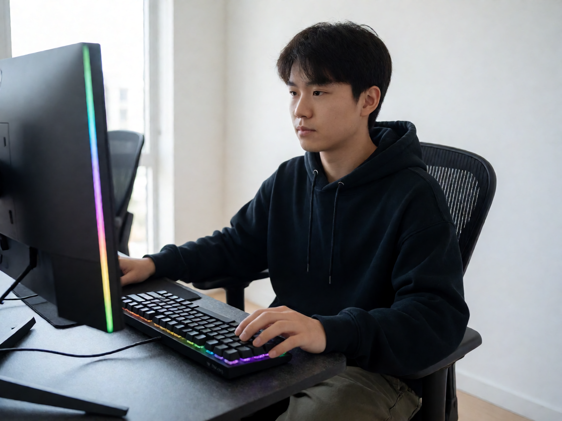 电竞选手专注操作